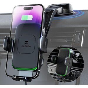 Dual-Coil Wireless Car Charger 15W universal Fast Charging Auto-Clamping Vent